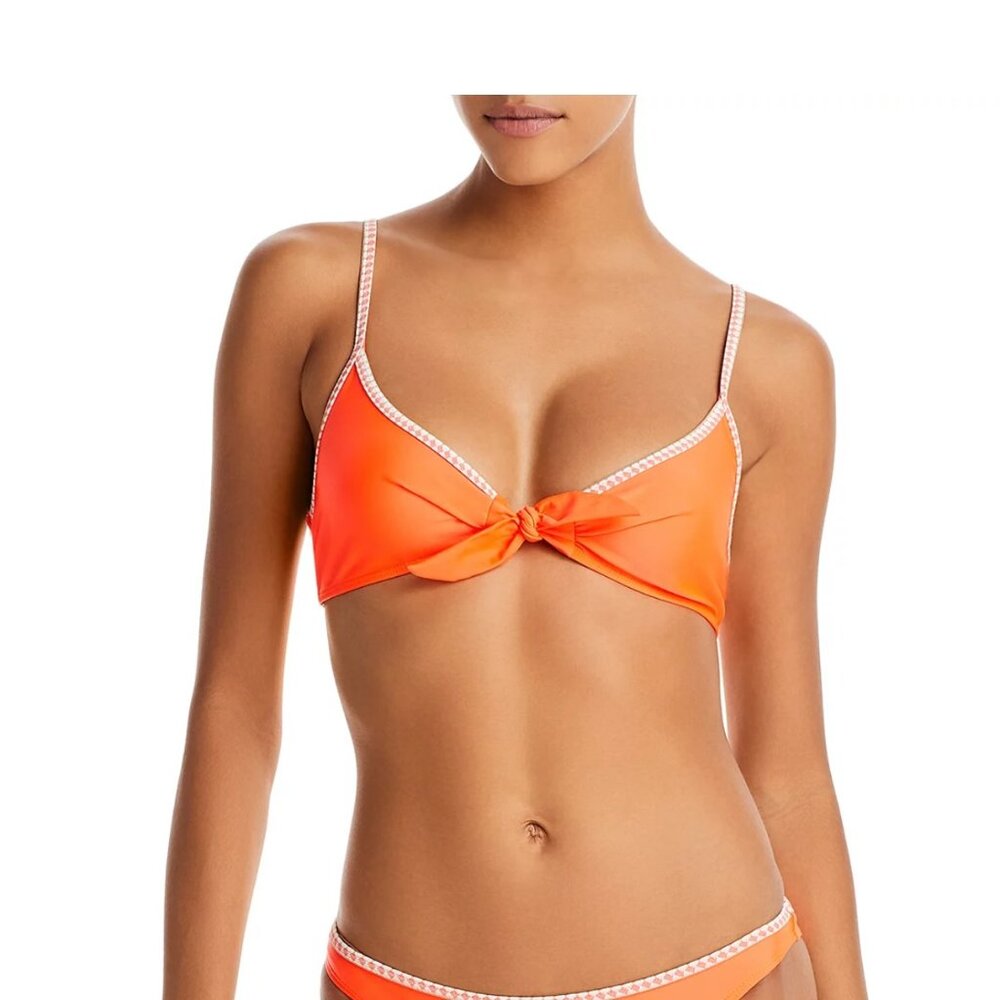 LEMLEM LENA FIE FRONT BIKINI TOP . Size: L. NEON ORANGE.